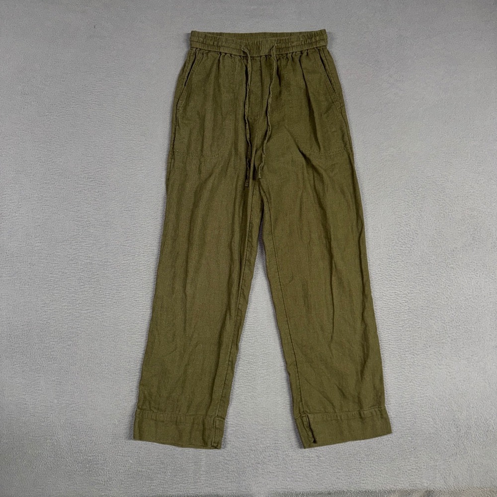 Banana Republic Pants Womens XXS Olive Green Straight High Rise Linen Blend